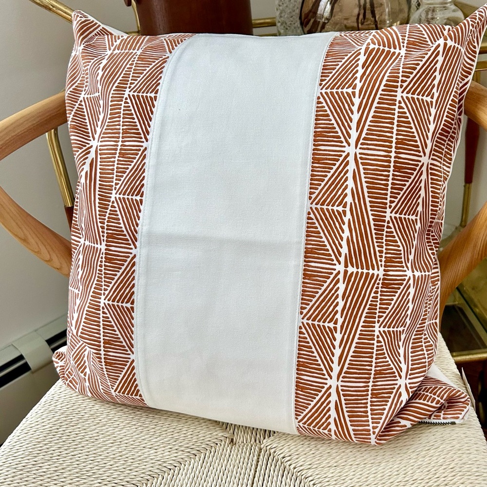 Tribal print accent pillow cover_Chocolate & White